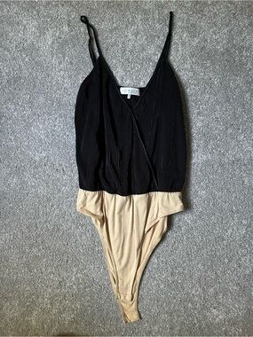 WAYF Black Ribbed One-Piece Bodysuit